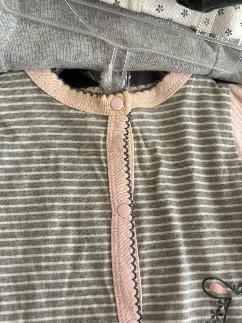 Grey & Pink Baby One-Piece Bodysuit Set
